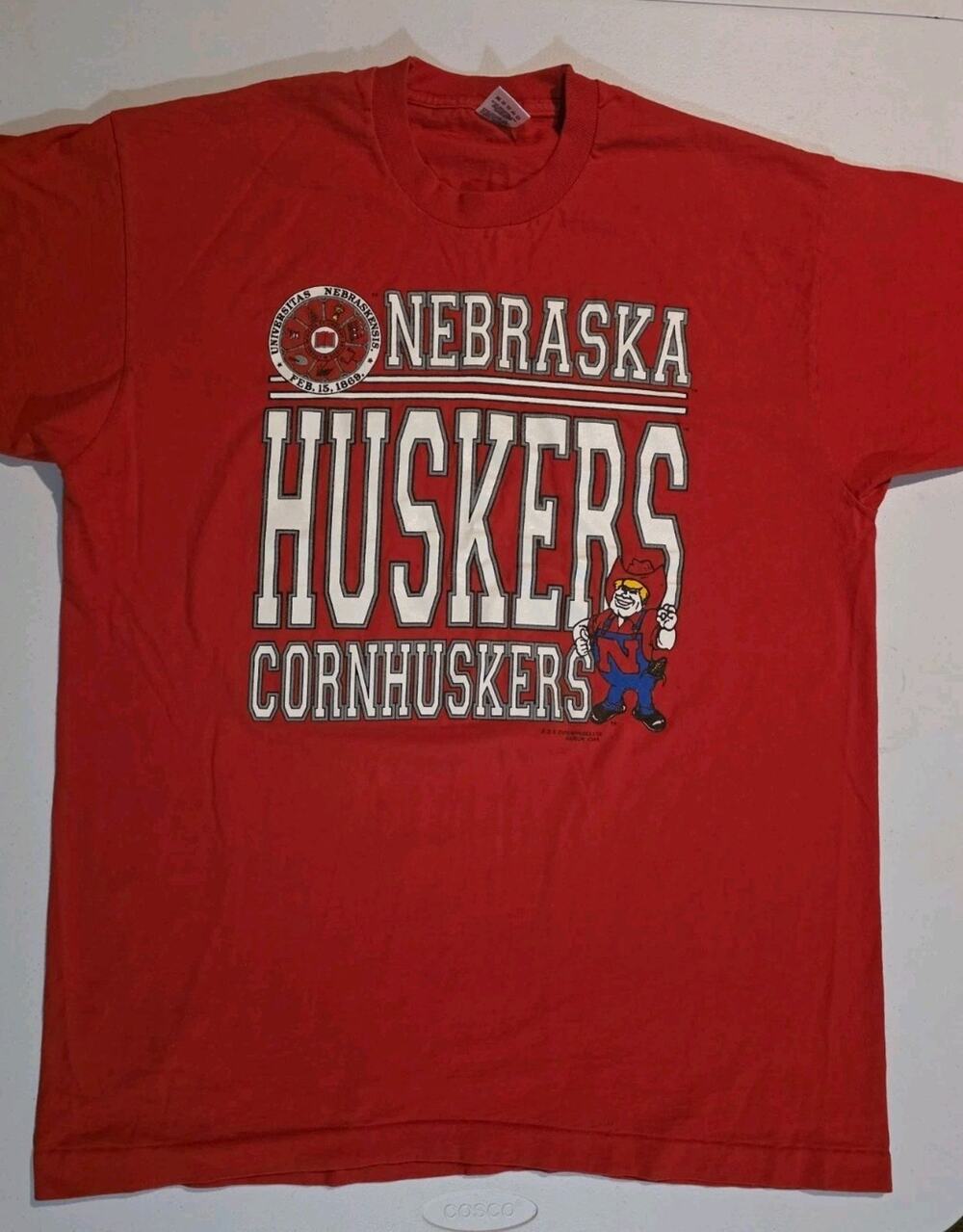 VINTAGE Nebraska Cornhuskers T Shirt XL Crewneck Single-Stitch Tee Big Spellout